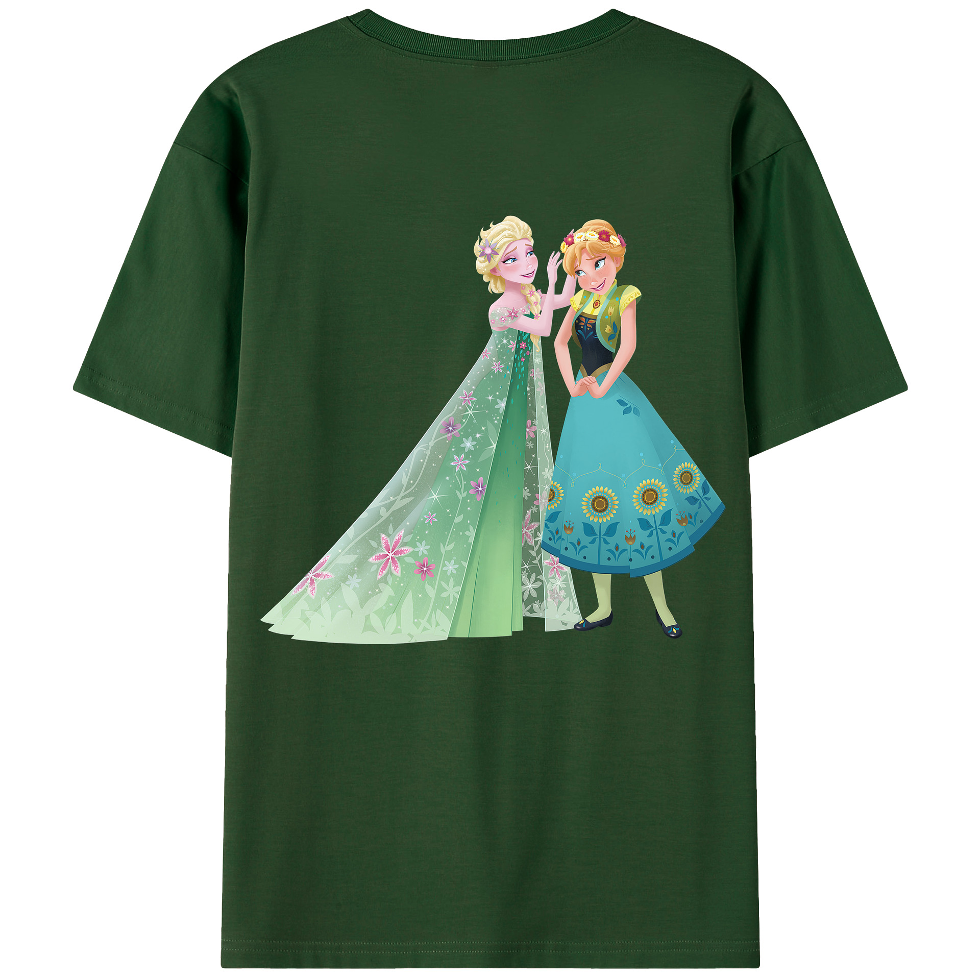 （画像用） アナと雪の女王 アンナ エルサ Frozen Anna Elsa 綿100％半袖Tシャツ（背面プリント）